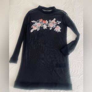 All Saints black sheer long sleeve dress in XS